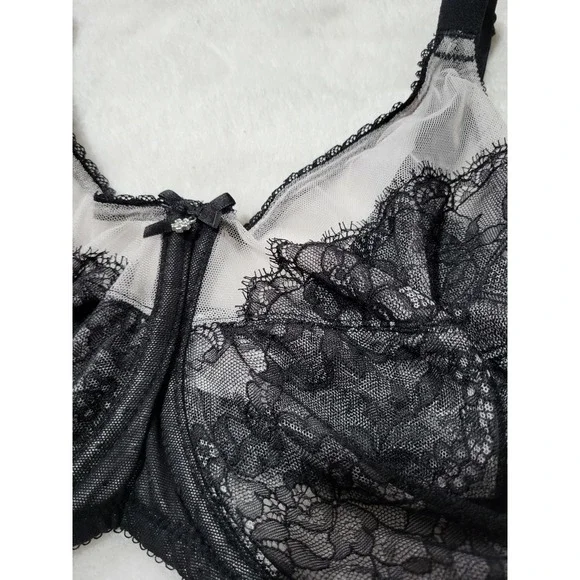 Wacoal Retro Chic Full Figure Underwire Black Lace Bra 34H - Picture 5 of 5
